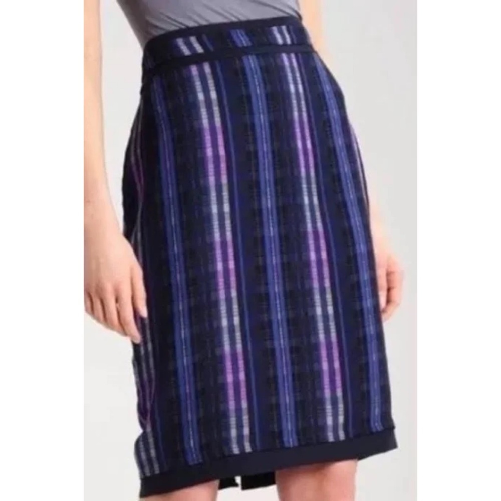 Banana Republic Pencil Skirt-Preppy Plaid Blue Black and Purple - Size 6